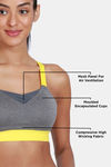 Zelocity High Impact Quick Dry Padded Sports Bra - Mid Grey Heather — thumbnail 8